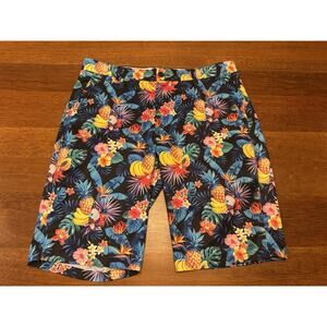 Size 34 Hreski Golf Shorts Hawaiian. Crazy Flowers Fruit